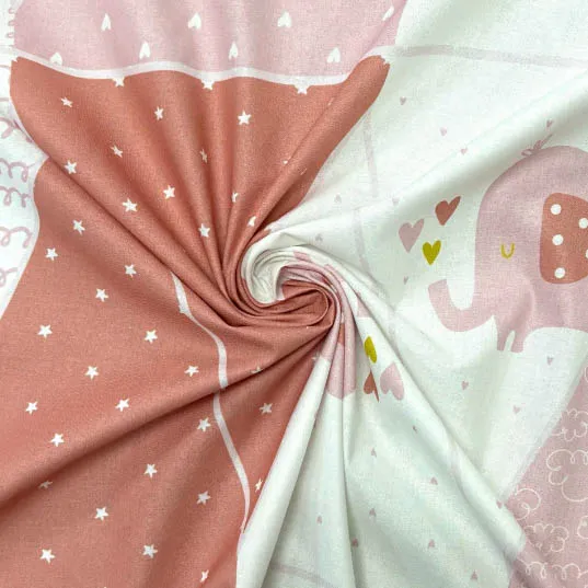 Paneel katoen vlaggetjes baby geboorte roos